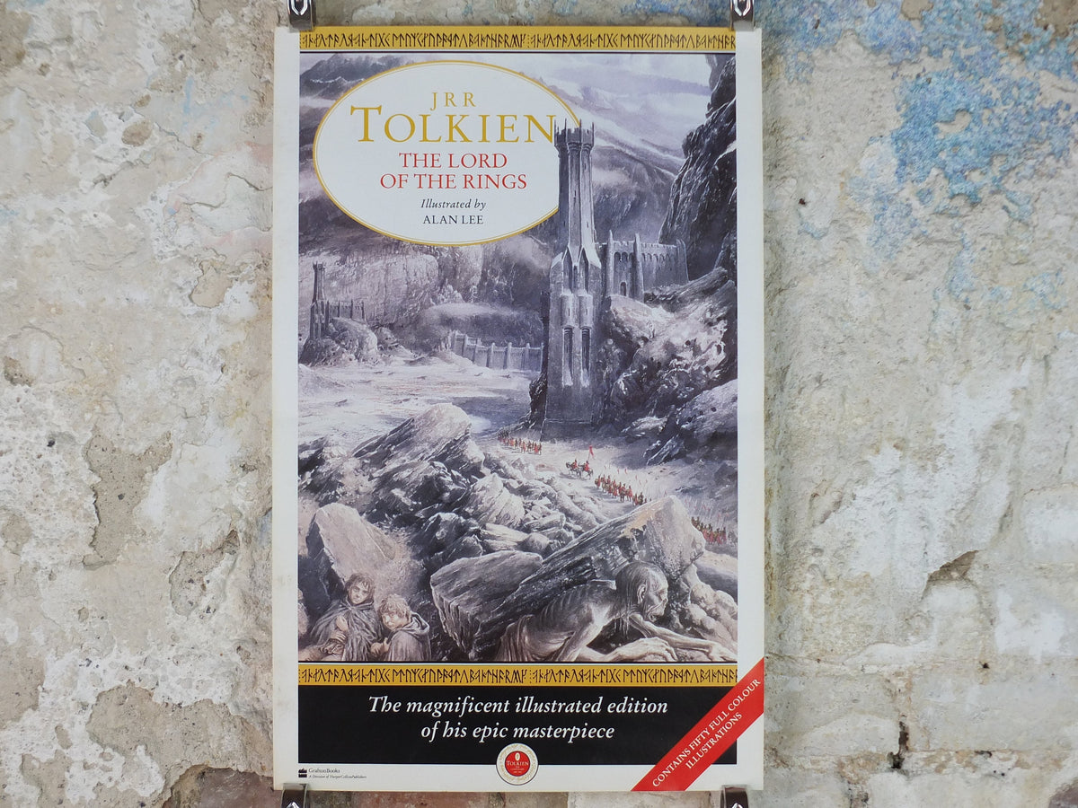 1992 Vintage Tolkien Centenary Lord of the Rings Poster, The Black Gate, Alan Lee, Harper Collins, illustration print wall art decor