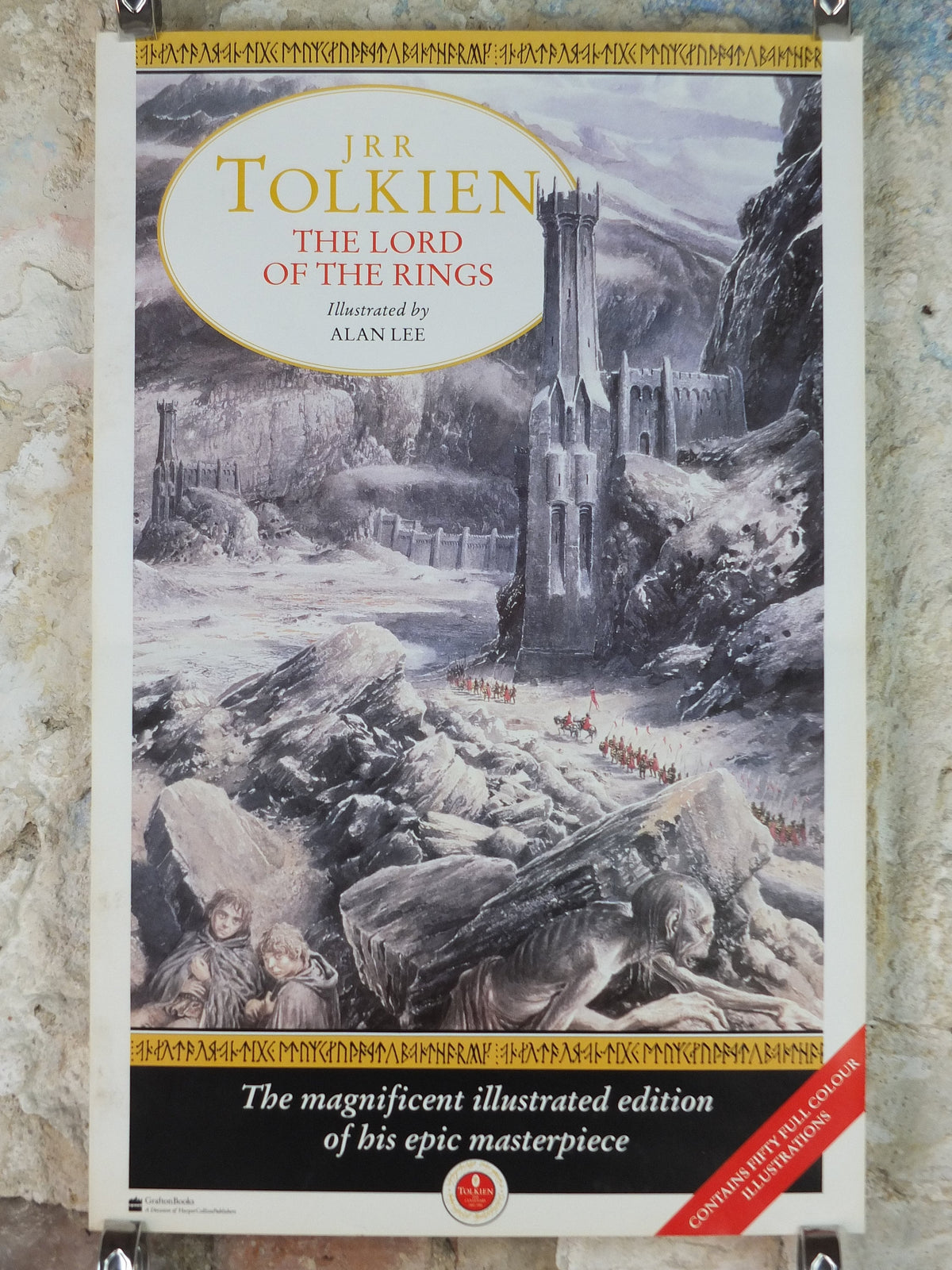 1992 Vintage Tolkien Centenary Lord of the Rings Poster, The Black Gate, Alan Lee, Harper Collins, illustration print wall art decor
