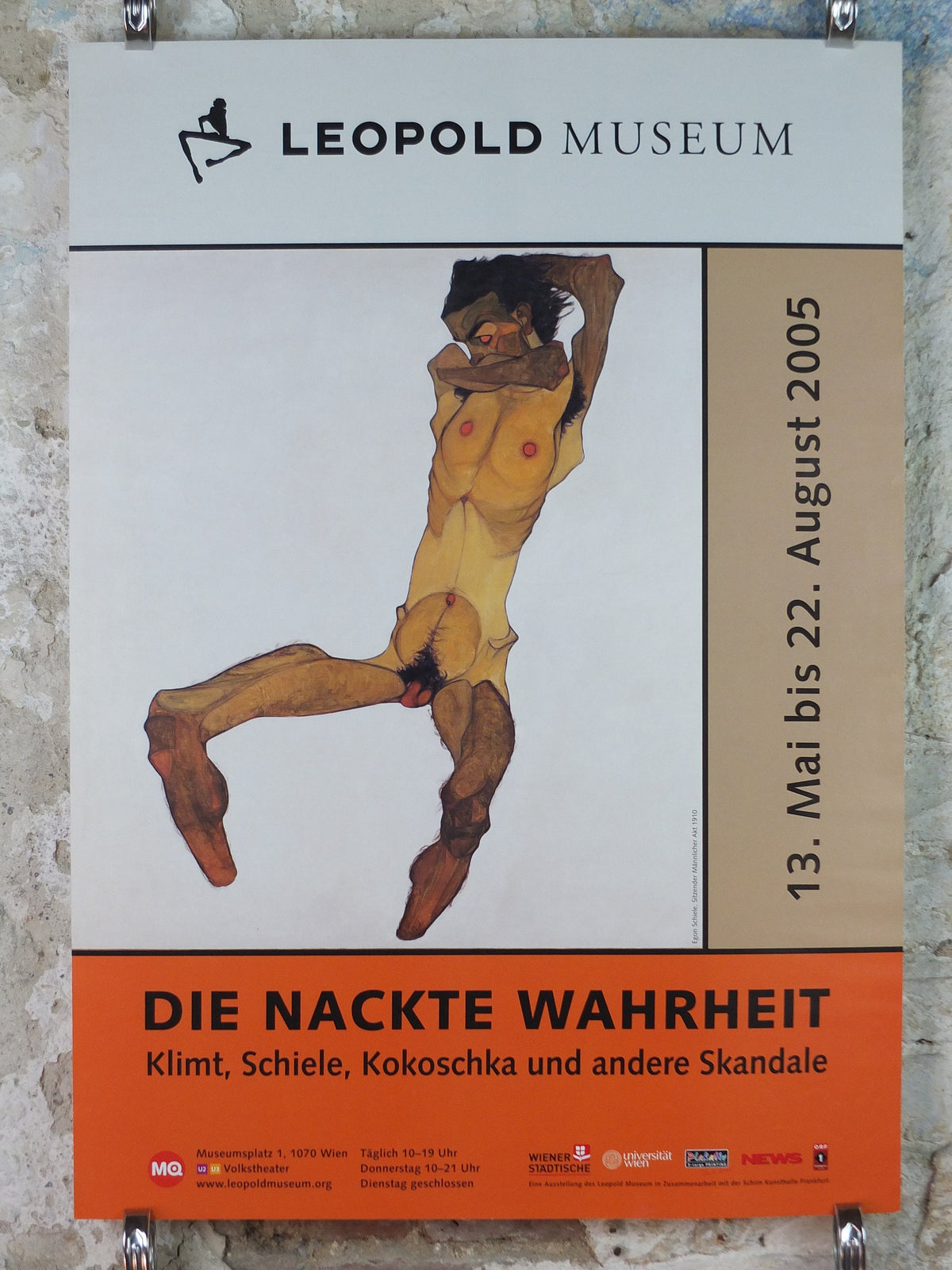 2005 Egon Schiele Poster, seated male nude 1910, sitzender mannicher akt, Expressionism gallery exhibition, wall art decor