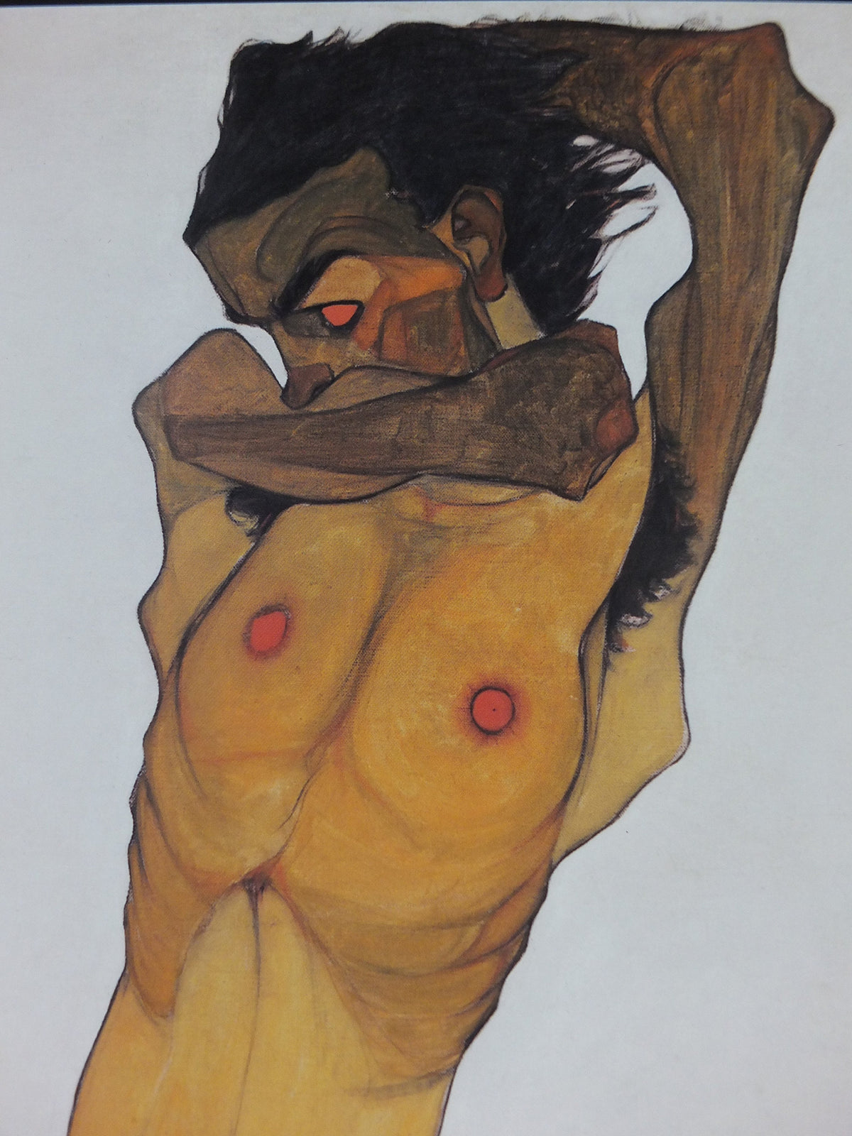 2005 Egon Schiele Poster, seated male nude 1910, sitzender mannicher akt, Expressionism gallery exhibition, wall art decor
