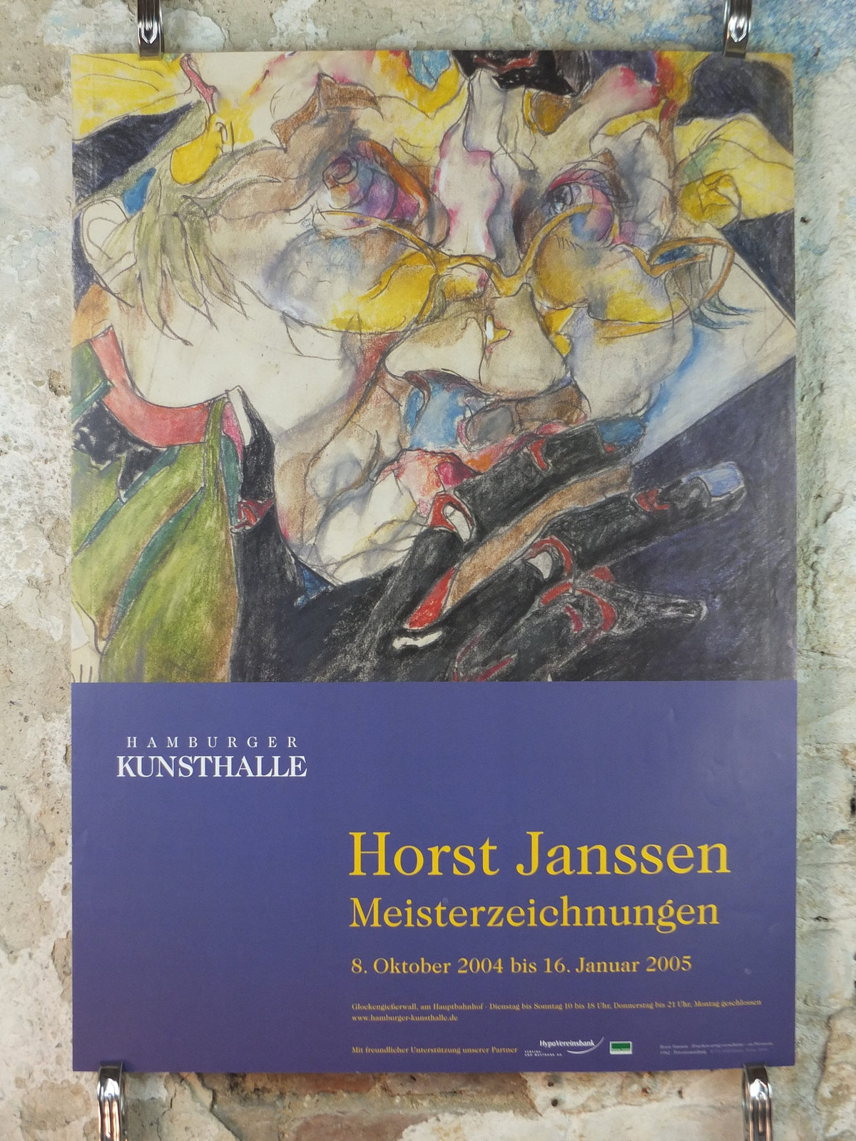 2004 Horst Janssen Poster, Shamed into Paranoia, Hamburg Art Gallery, lithography and print making, gallery exhibition wall art decor