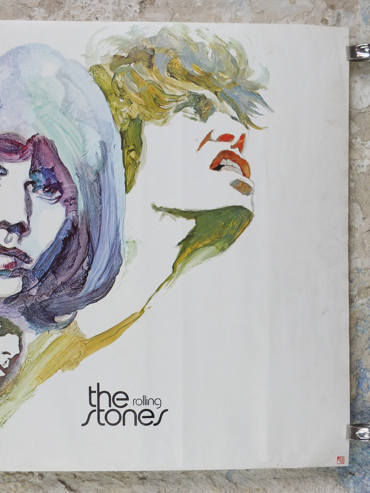 1977 Rolling Stones Poster, from Pace Minerva, seventies poster of watercolour, Denmark and Switzerland, rock and roll, music wall art decor
