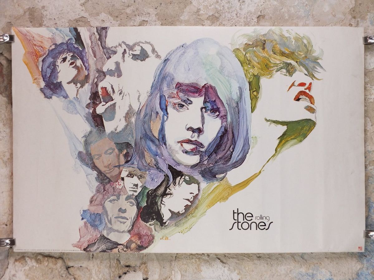 1977 Rolling Stones Poster, from Pace Minerva, seventies poster of watercolour, Denmark and Switzerland, rock and roll, music wall art decor