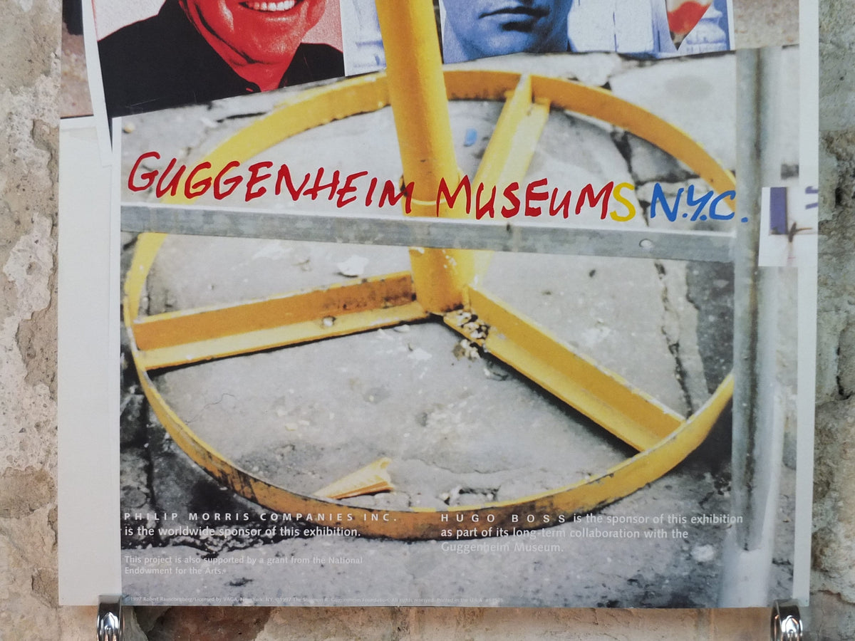 1997 Robert Rauschenberg Poster, A Retrospective, Solomon R. Guggenheim Foundation, New York City pop art, gallery exhibition wall art decor