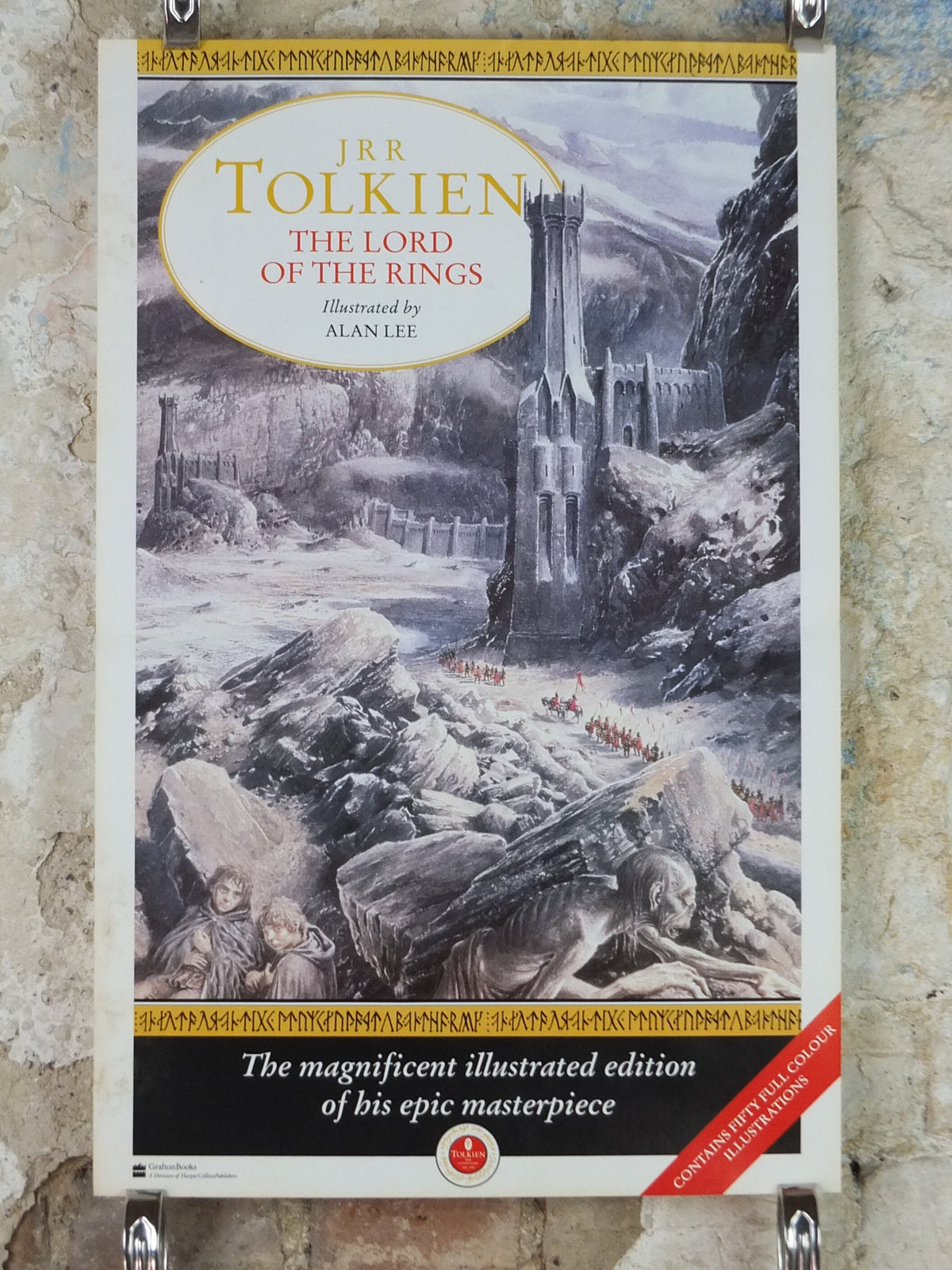 1992 Vintage Tolkien Centenary Lord of the Rings Poster, The Black Gate, Alan Lee, Harper Collins, illustration print wall art decor