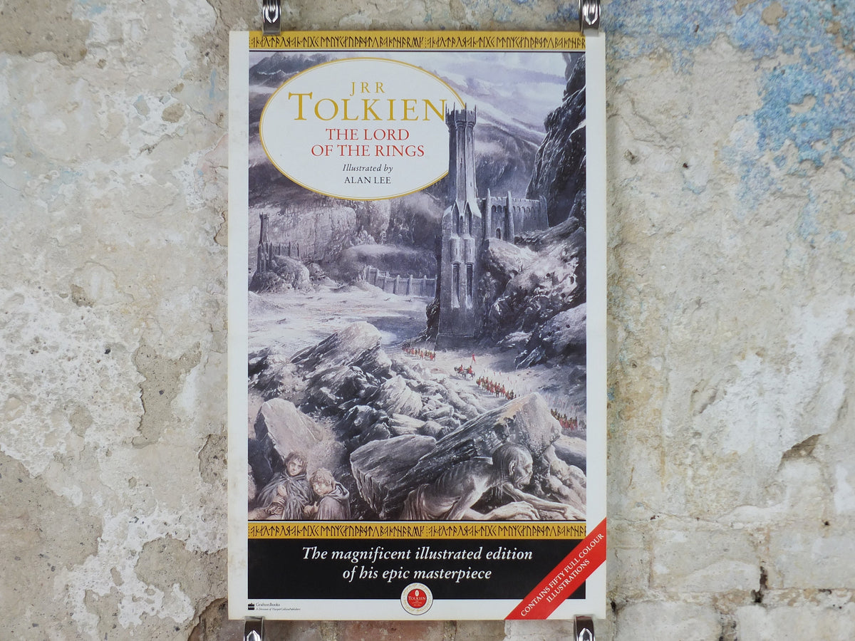 1992 Vintage Tolkien Centenary Lord of the Rings Poster, The Black Gate, Alan Lee, Harper Collins, illustration print wall art decor