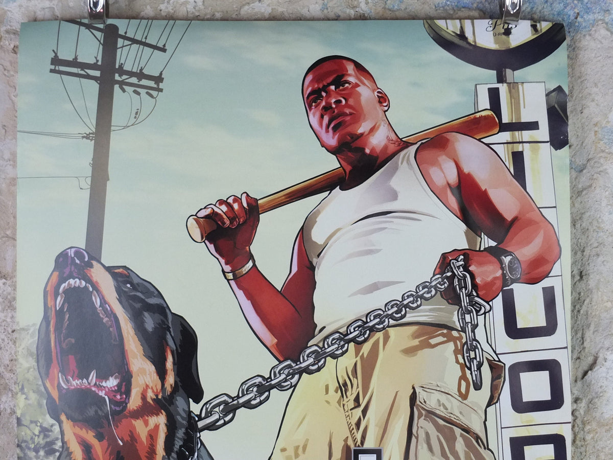 Original Grand Theft Auto V Poster, from Rockstar Games, double sided original advertising artworks, GTA GTA5 GTAV wall art decor