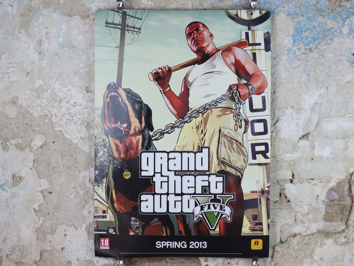 Original Grand Theft Auto V Poster, from Rockstar Games, double sided original advertising artworks, GTA GTA5 GTAV wall art decor
