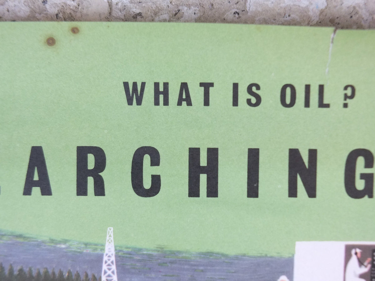 1960s Original Shell Oil Poster, Oil Search & Exploration, a retro industrial explainer about energy gas, fuel petrol etc, wall art decor
