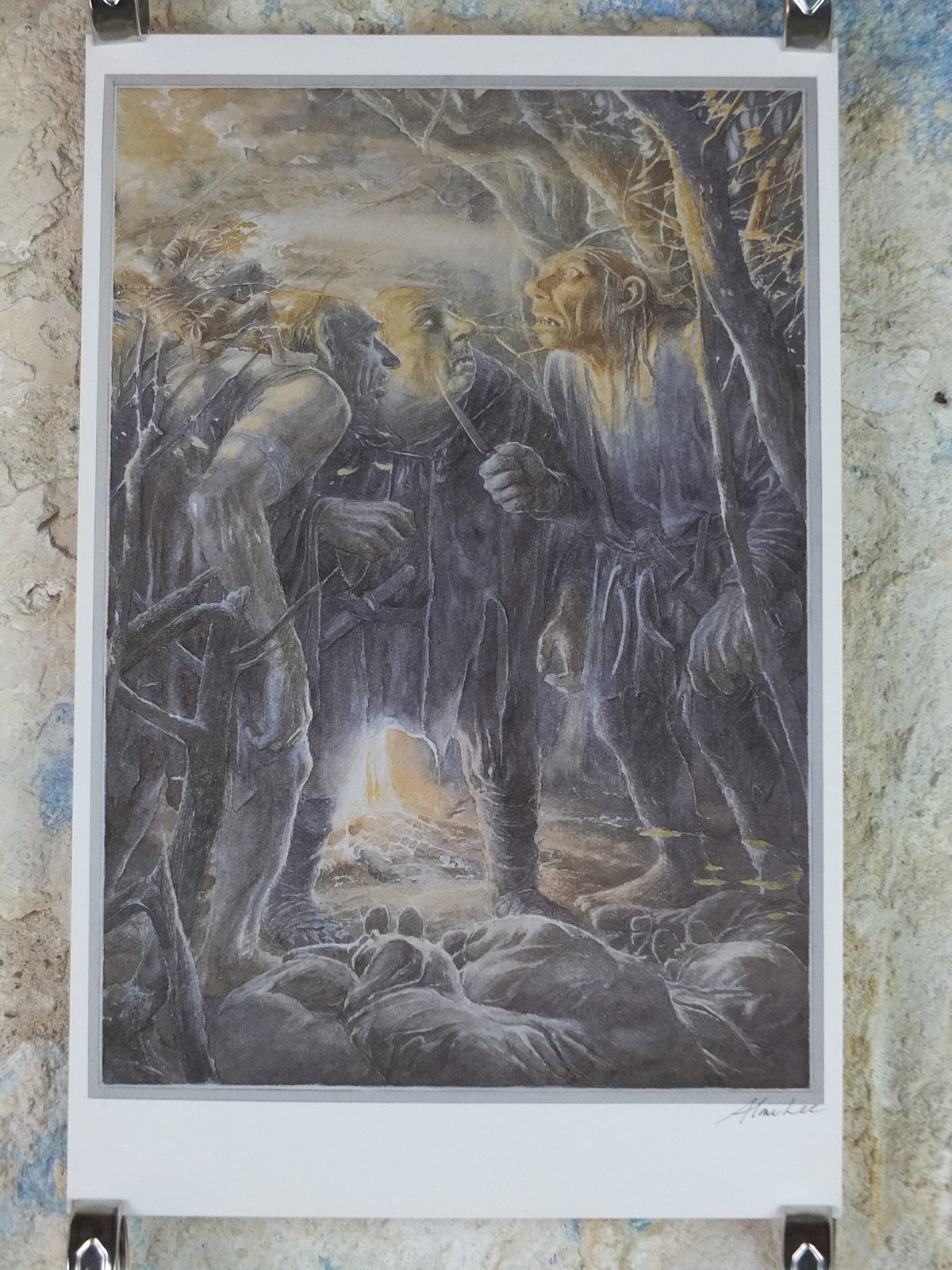 Signed Tolkien The Stone Trolls Poster, signed by Alan Lee, The Hobbit, Lord of the Rings, Centenary, illustration print wall art decor 1992  Centenary Edition