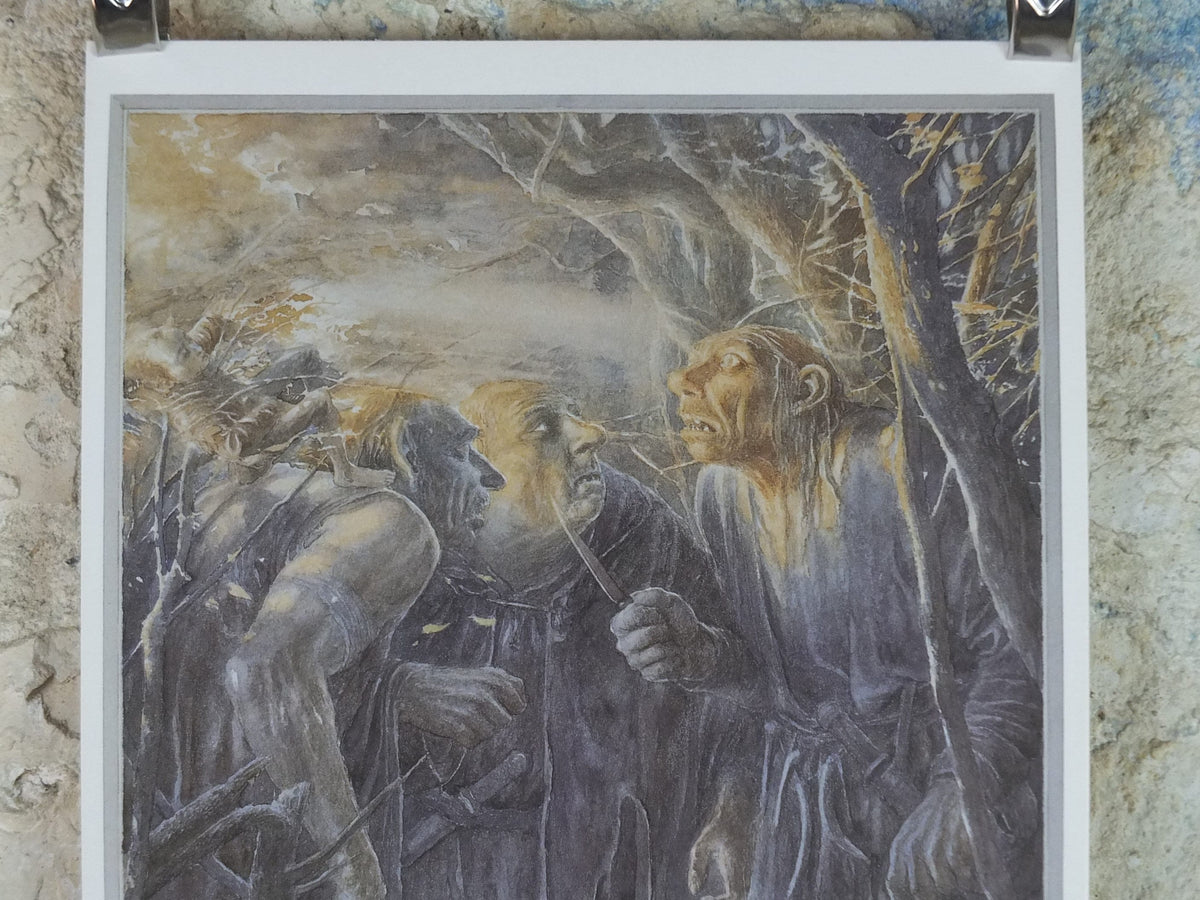 Signed Tolkien The Stone Trolls Poster, signed by Alan Lee, The Hobbit, Lord of the Rings, Centenary, illustration print wall art decor 1992