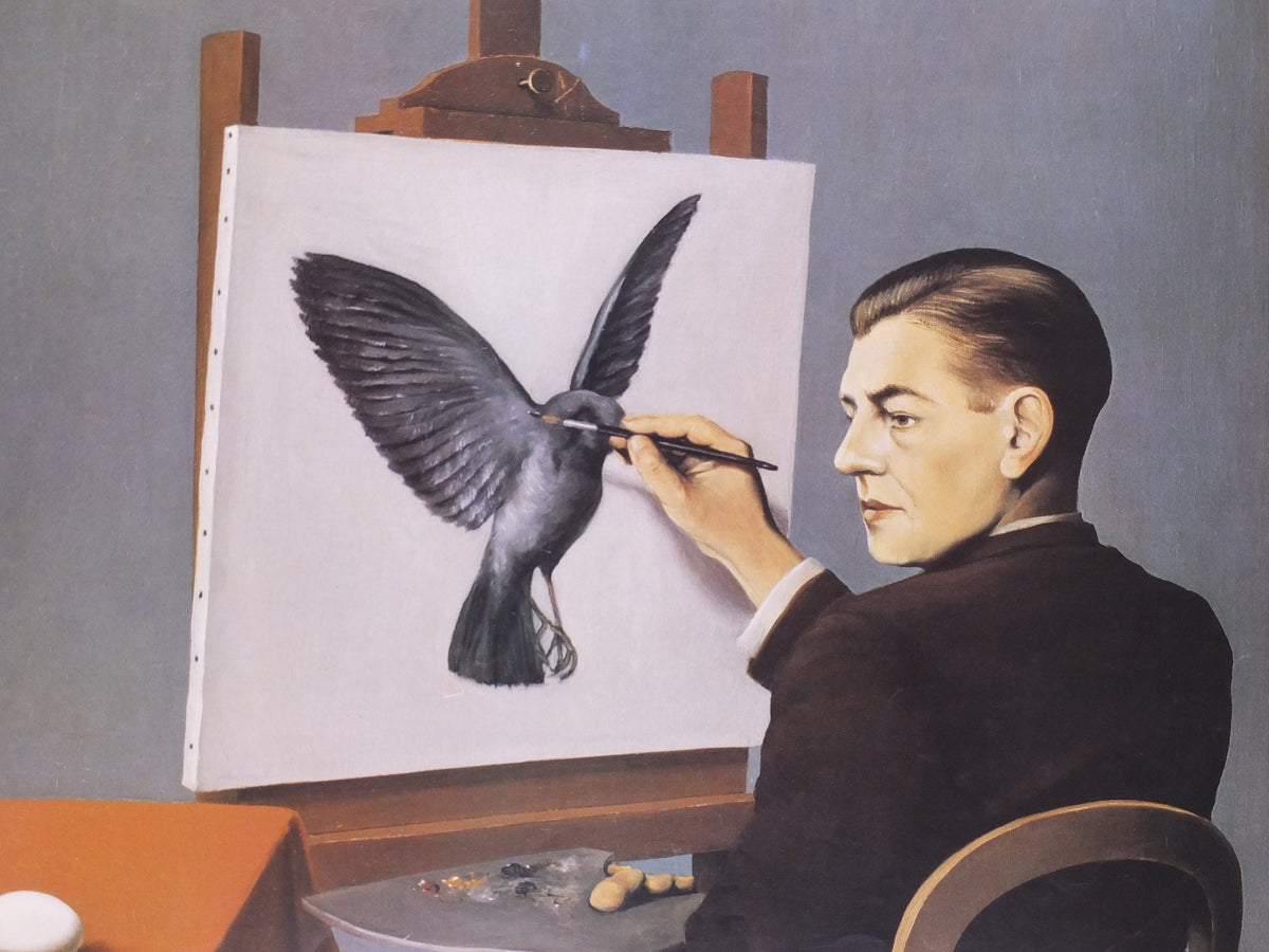 1990s Rene Magritte Poster, La Clairvoyance (Clairvoyance) Magritte The Collection, Louisiana, surrealism, gallery exhibition wall art decor