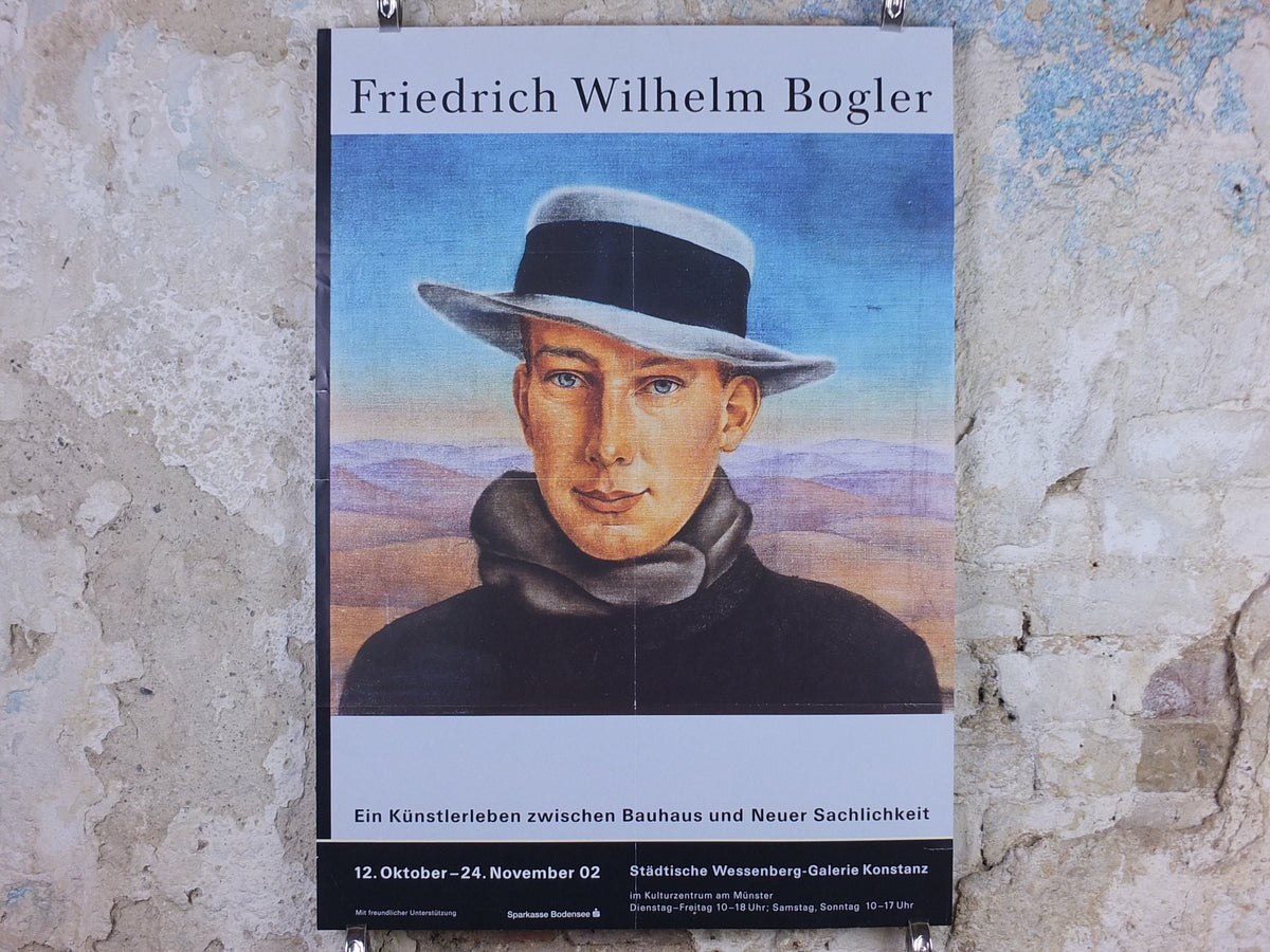 2002 Friedrich Wilhelm Bogler Poster, self portrait in a crumpled landscape, Bauhaus and New Objectivity gallery exhibition, wall art decor