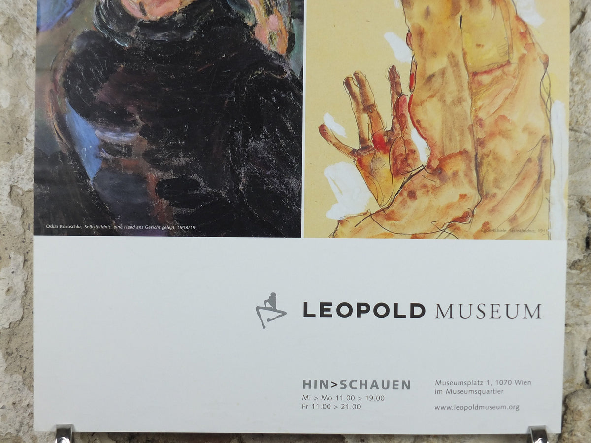 2001 Egon Schiele and Oskar Kokoschka Poster, self portraits 1919 1911, one hand to face, Expressionism gallery exhibition, wall art decor