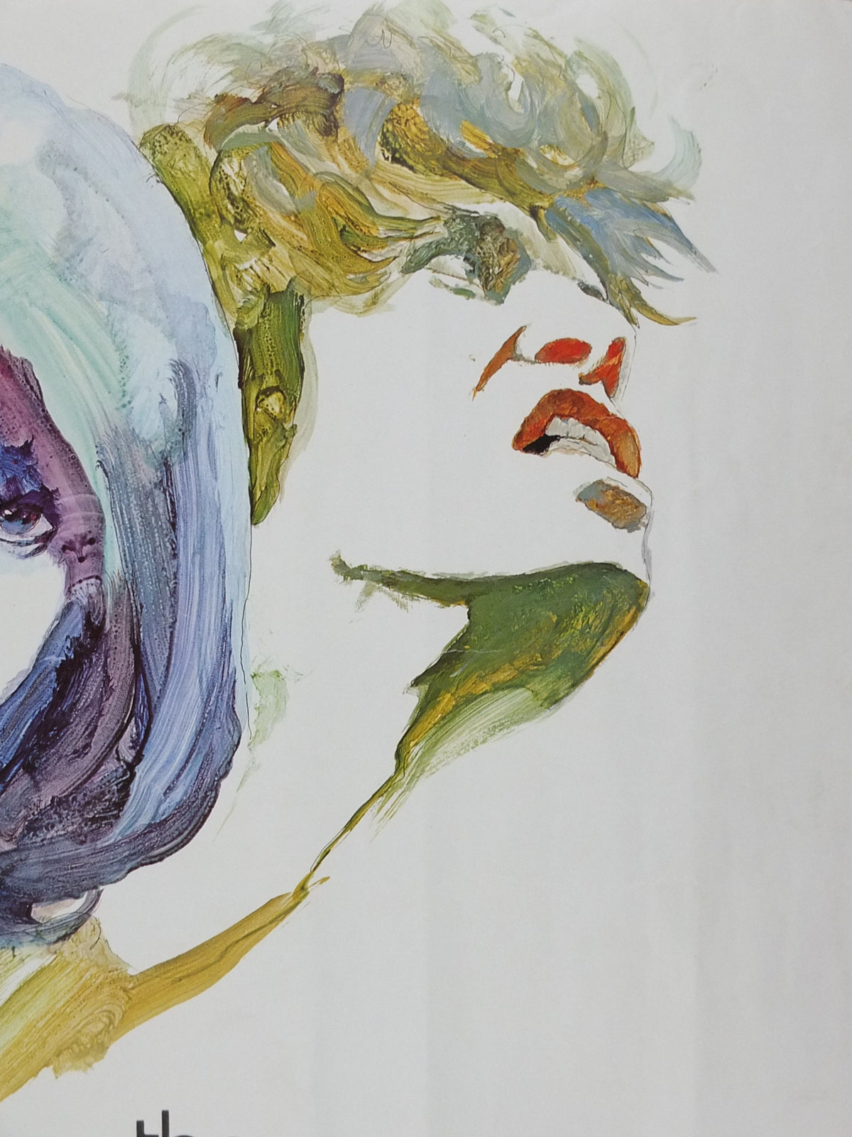 1977 Rolling Stones Poster, from Pace Minerva, seventies poster of watercolour, Denmark and Switzerland, rock and roll, music wall art decor