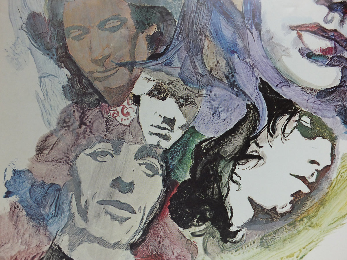 1977 Rolling Stones Poster, from Pace Minerva, seventies poster of watercolour, Denmark and Switzerland, rock and roll, music wall art decor