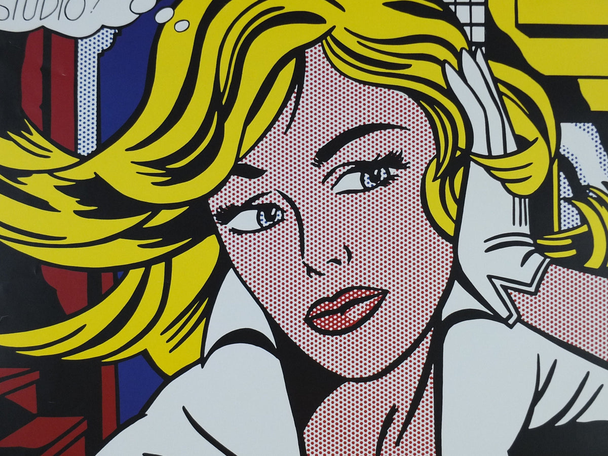 2000s Roy Lichtenstein Poster, "M-Maybe" 1965, Museum Ludwig Koln, Maybe in Cologne, Gallery Exhibition wall art decor and memorabilia
