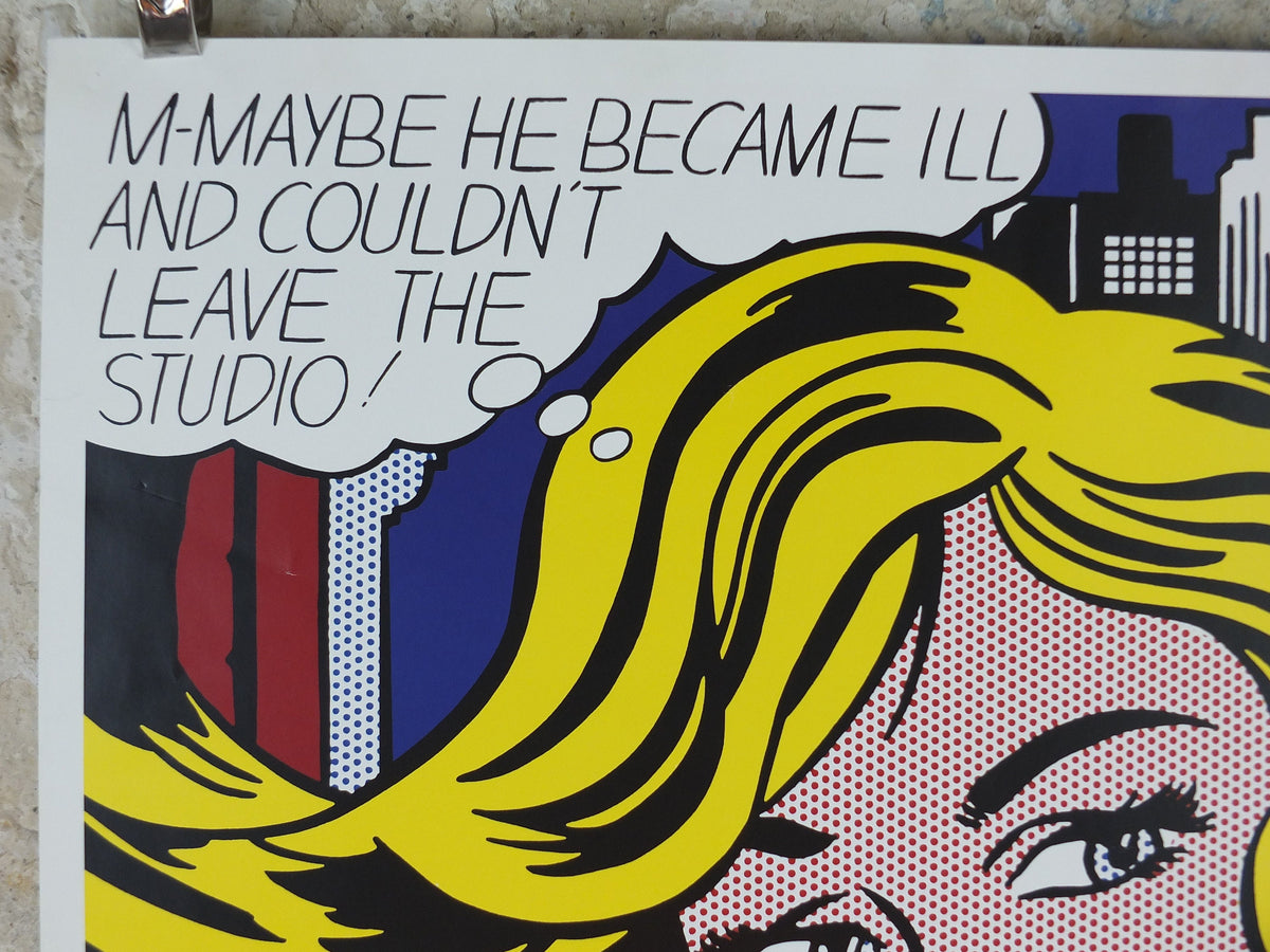 2000s Roy Lichtenstein Poster, "M-Maybe" 1965, Museum Ludwig Koln, Maybe in Cologne, Gallery Exhibition wall art decor and memorabilia