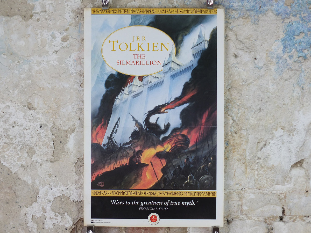 1992 Vintage Tolkien Centenary The Silmarillion Poster, The Fall of Gondolin, John Howe, illustration print wall art decor