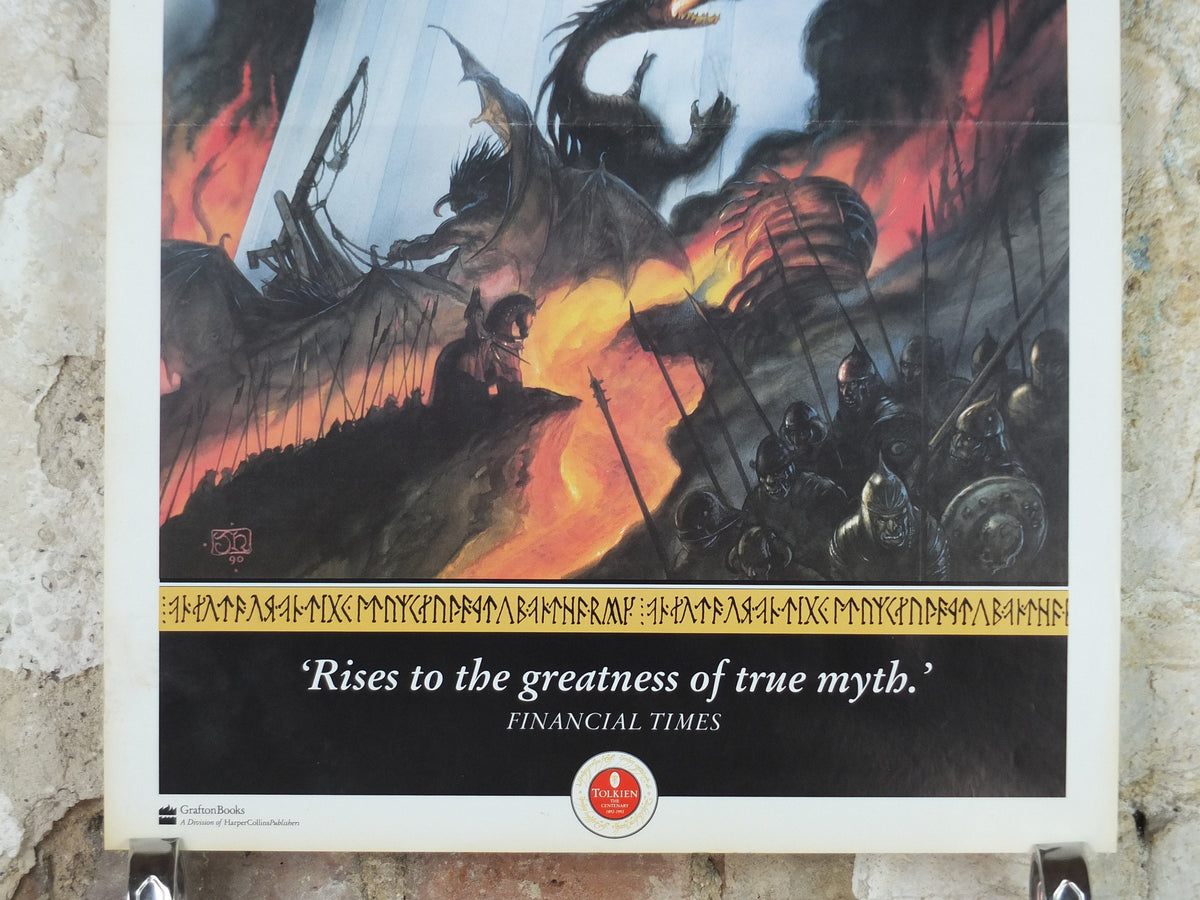 1992 Vintage Tolkien Centenary The Silmarillion Poster, The Fall of Gondolin, John Howe, illustration print wall art decor