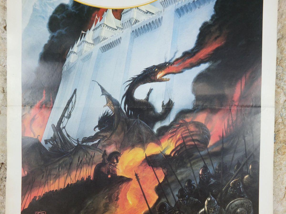 1992 Vintage Tolkien Centenary The Silmarillion Poster, The Fall of Gondolin, John Howe, illustration print wall art decor