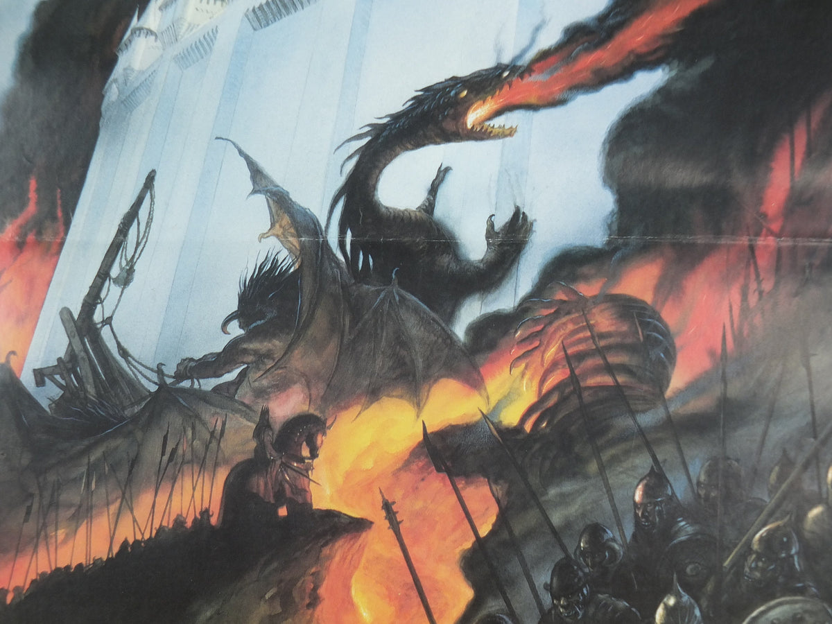 1992 Vintage Tolkien Centenary The Silmarillion Poster, The Fall of Gondolin, John Howe, illustration print wall art decor