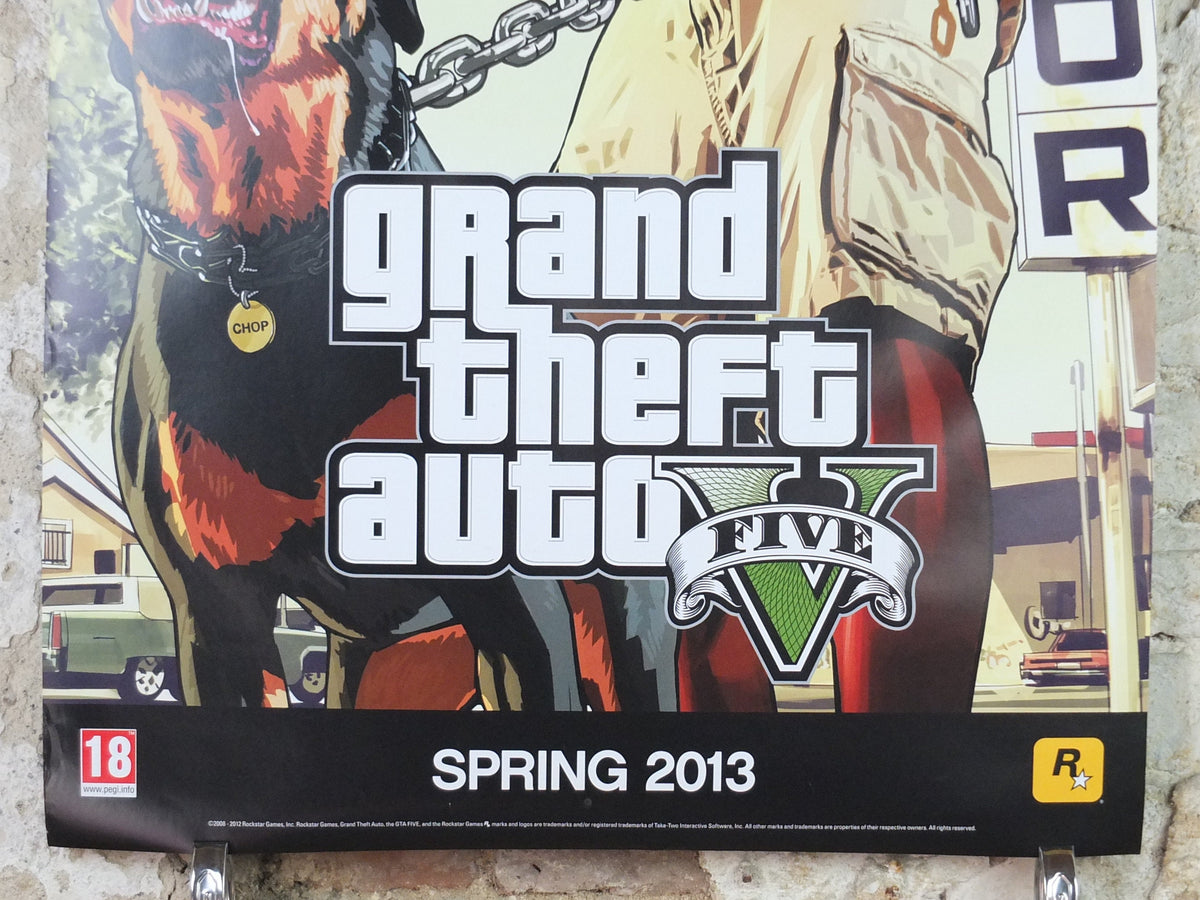 Original Grand Theft Auto V Poster, from Rockstar Games, double sided original advertising artworks, GTA GTA5 GTAV wall art decor