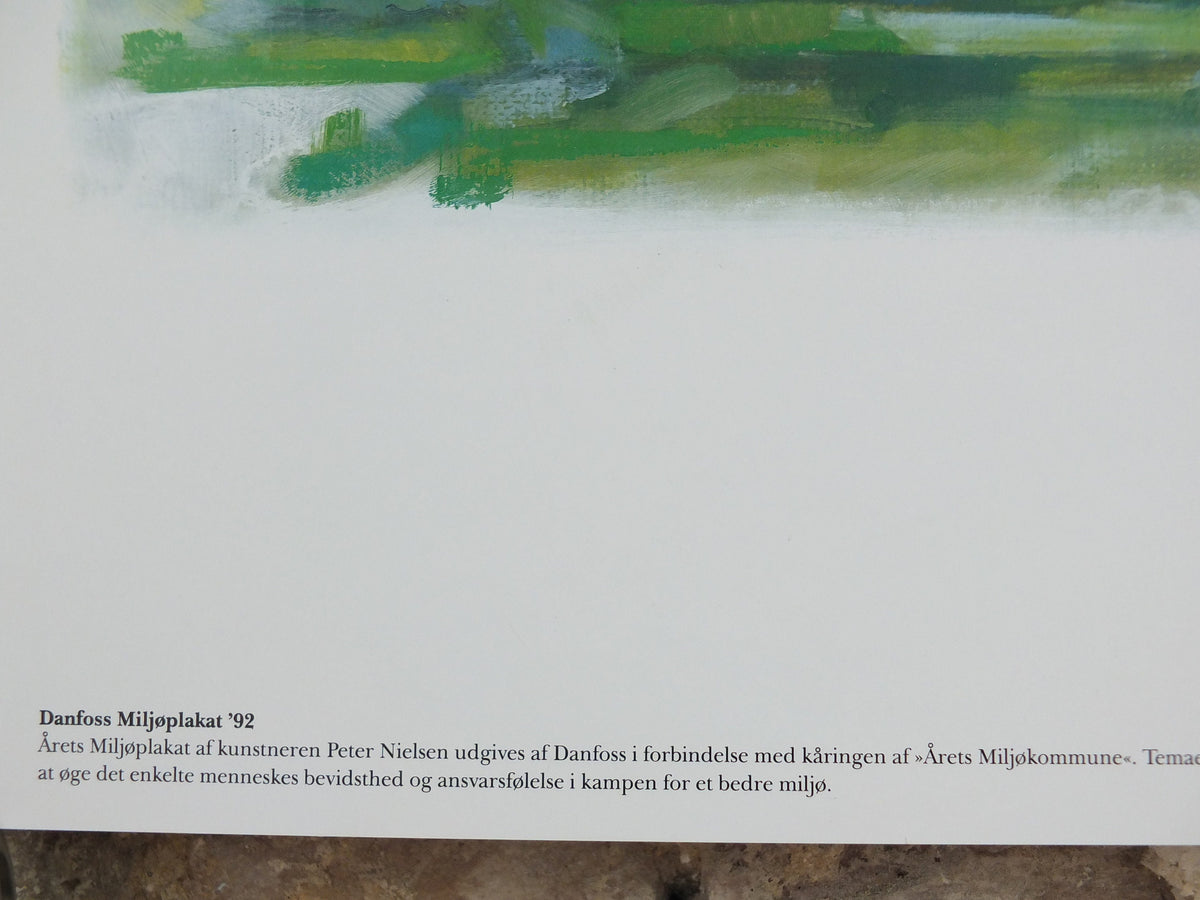 1992 Rain & Life Poster, Regn and Liv, Environmental Danish Design, by Peter Nielsen for Danfoss, Scandanavian wall art decor