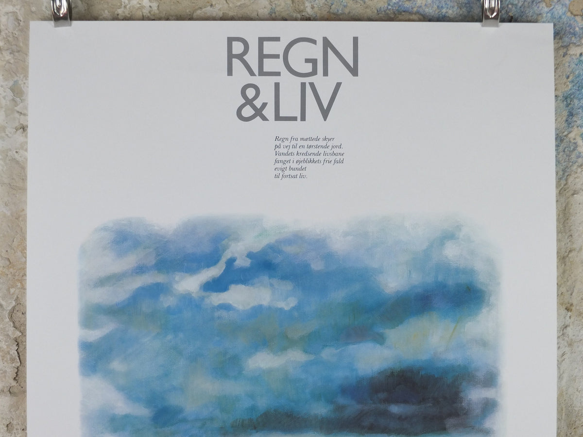 1992 Rain & Life Poster, Regn and Liv, Environmental Danish Design, by Peter Nielsen for Danfoss, Scandanavian wall art decor