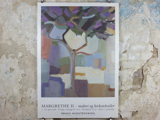 1998 Queen Margaret of Denmark Poster, Margrethe II, Crepe myrtle, lagerstroemia, Aarhus Denmark , artist gallery exhibition, wall art decor