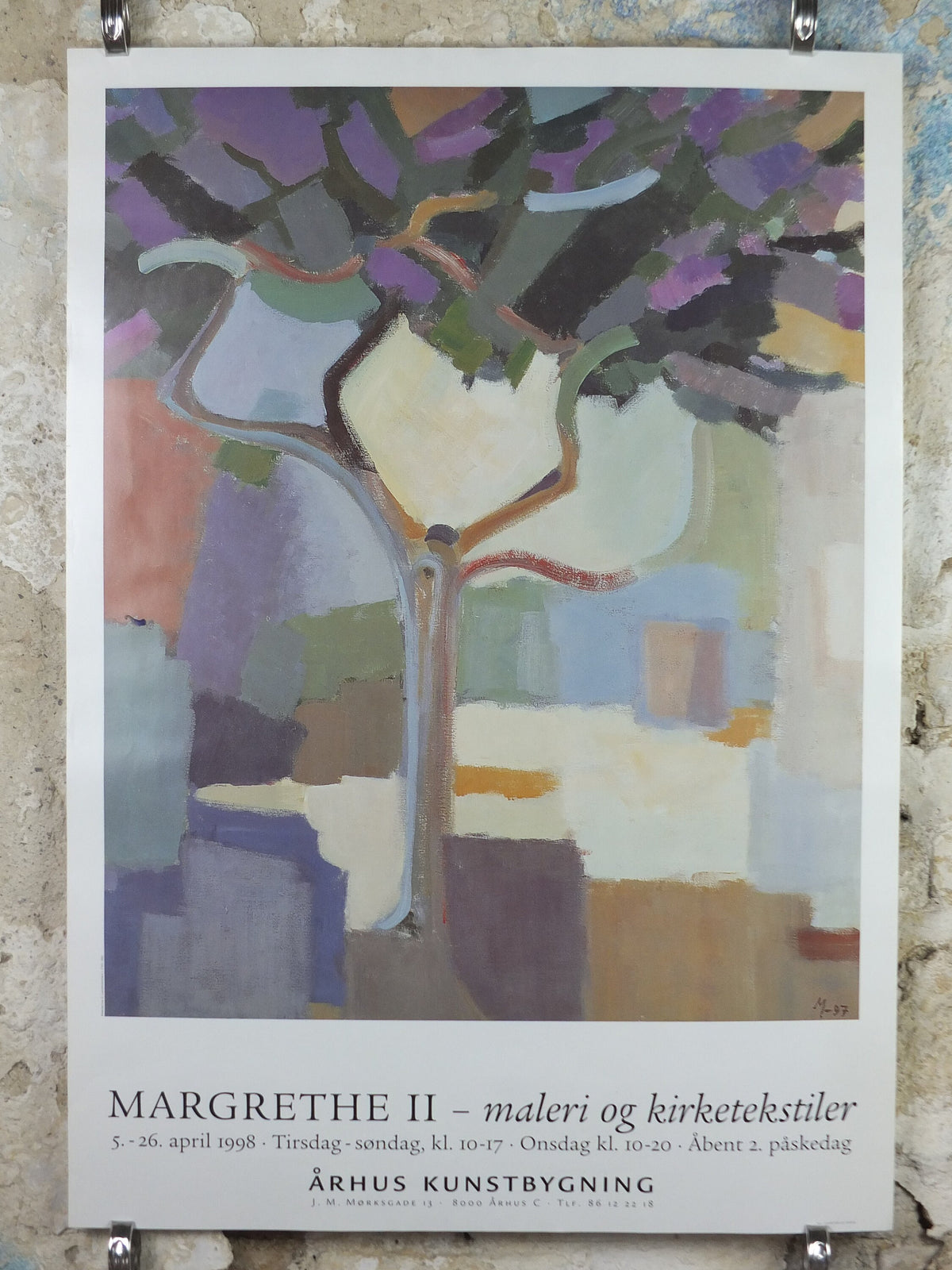 1998 Queen Margaret of Denmark Poster, Margrethe II, Crepe myrtle, lagerstroemia, Aarhus Denmark , artist gallery exhibition, wall art decor