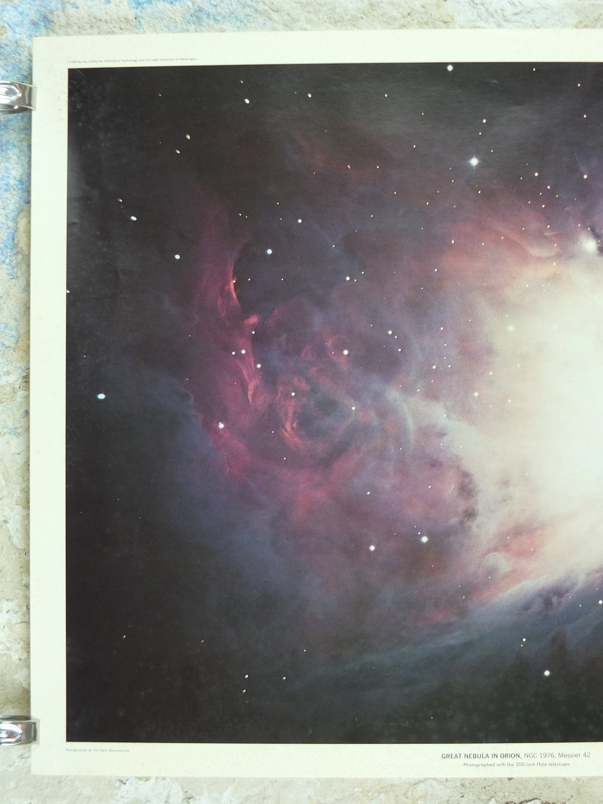 1959 Great Nebula in Orion Poster, NGC 1976 California Institute of Technology and Carnegie Institution, Hale Observatories, wall art decor