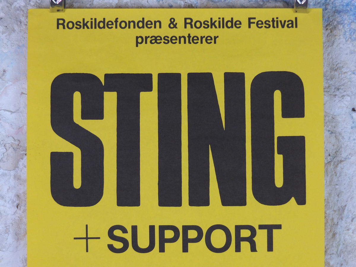 1988 Sting Poster, from the Roskilde Music Festival in Denmark, Police, rock, jazz, reggae, classical, new age, band music, wall art decor