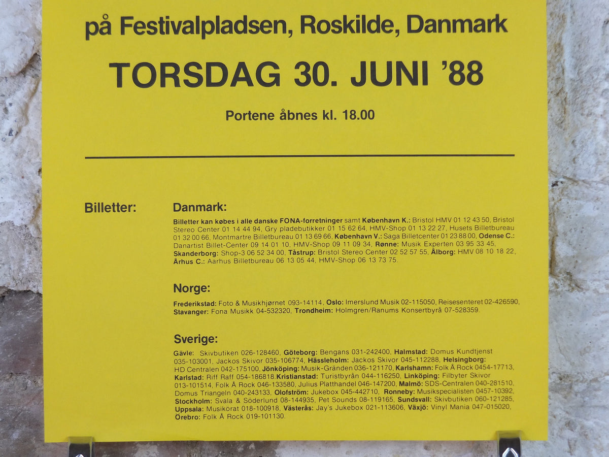 1988 Sting Poster, from the Roskilde Music Festival in Denmark, Police, rock, jazz, reggae, classical, new age, band music, wall art decor
