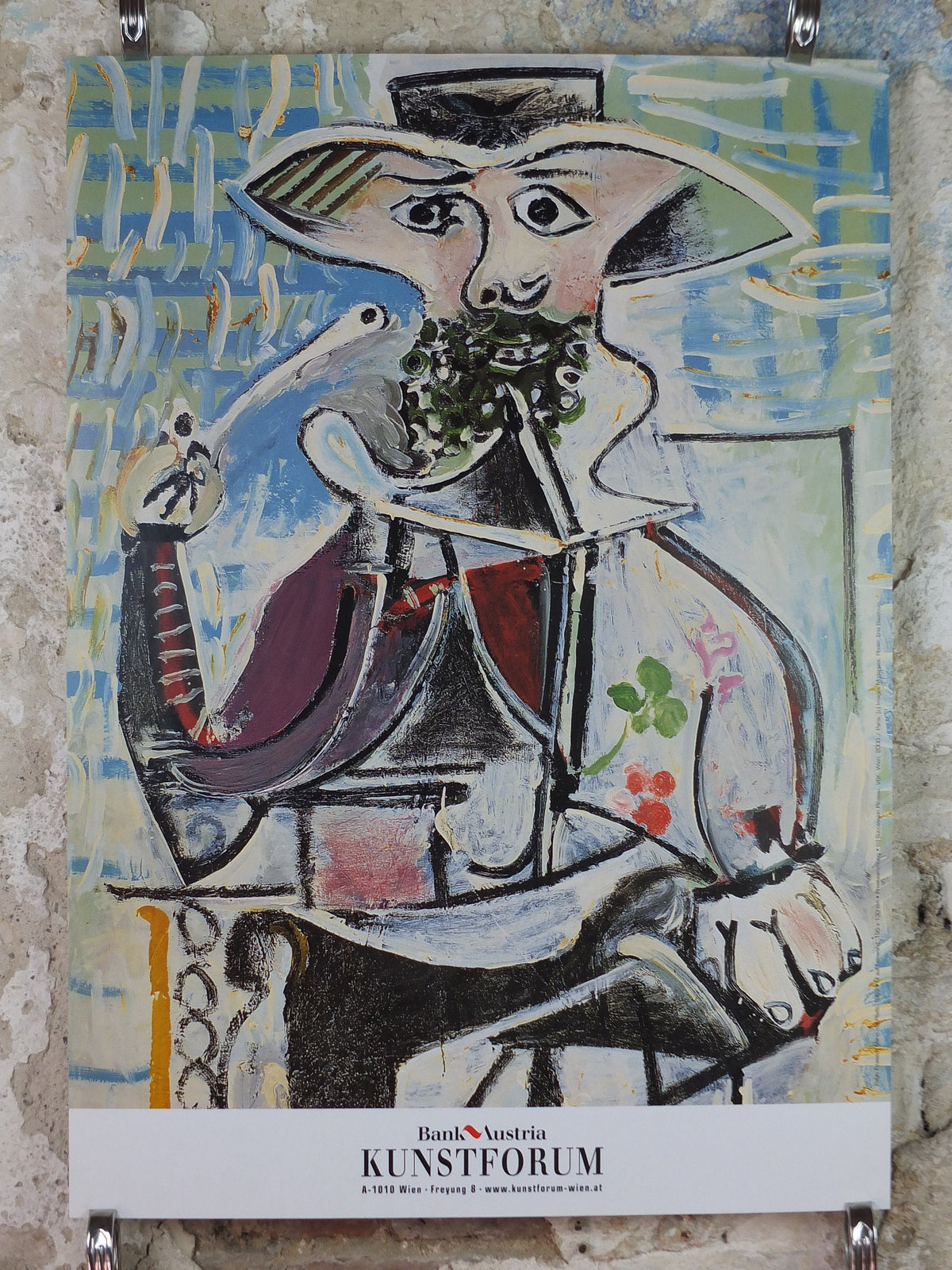 2000 Pablo Picasso Poster, Man with Pipe 1969, Bank of Austria Kunstforum, later work, Arte Joven, artist gallery exhibition, wall art decor