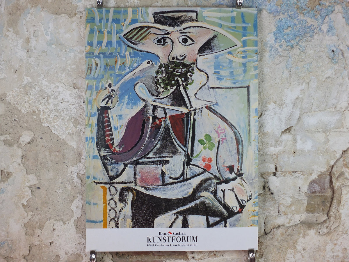 2000 Pablo Picasso Poster, Man with Pipe 1969, Bank of Austria Kunstforum, later work, Arte Joven, artist gallery exhibition, wall art decor