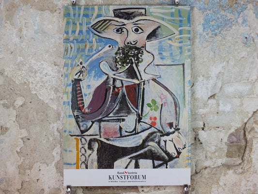 2000 Pablo Picasso Poster, Man with Pipe 1969, Bank of Austria Kunstforum, later work, Arte Joven, artist gallery exhibition, wall art decor