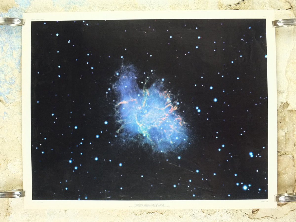 1960s The Crab Nebula in Taurus Poster, M1, Regents, University of California, Lick Observatory, wall art decor