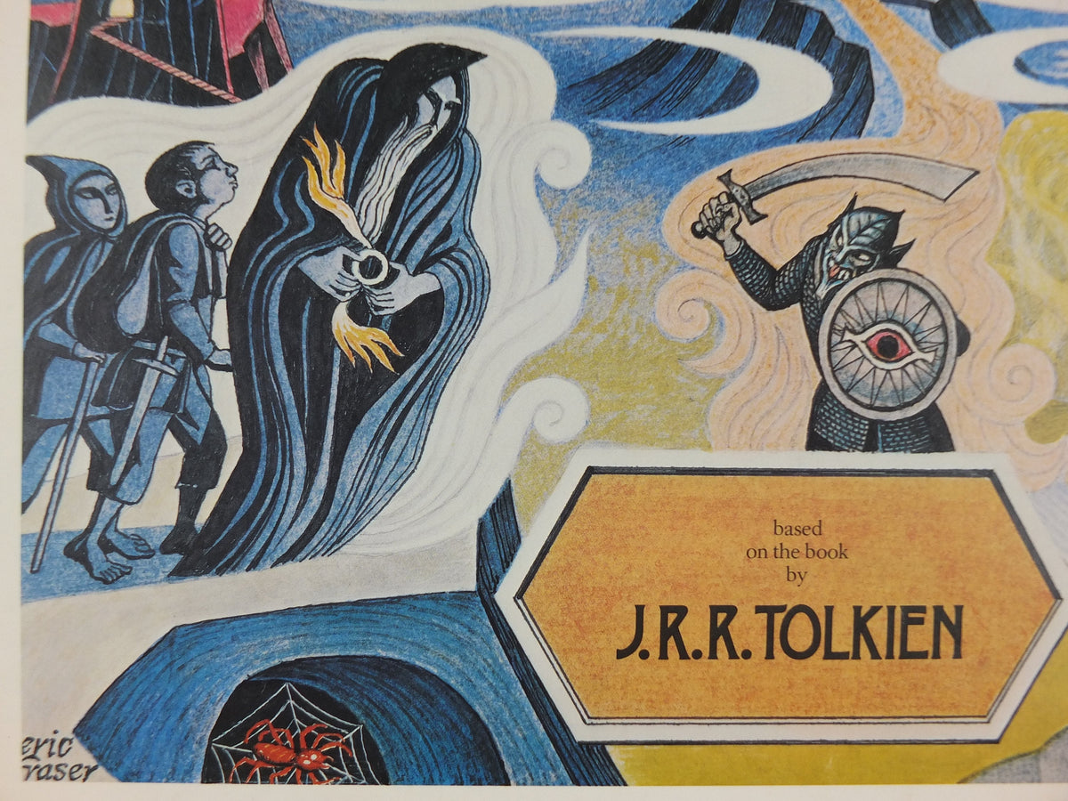 1981 Lord of the Rings Poster, J.R.R. Tolkien by Eric Fraser, BBC Radio 4 fantasy, Middle Earth, Brian Sibley, 26 episodes, wall art decor