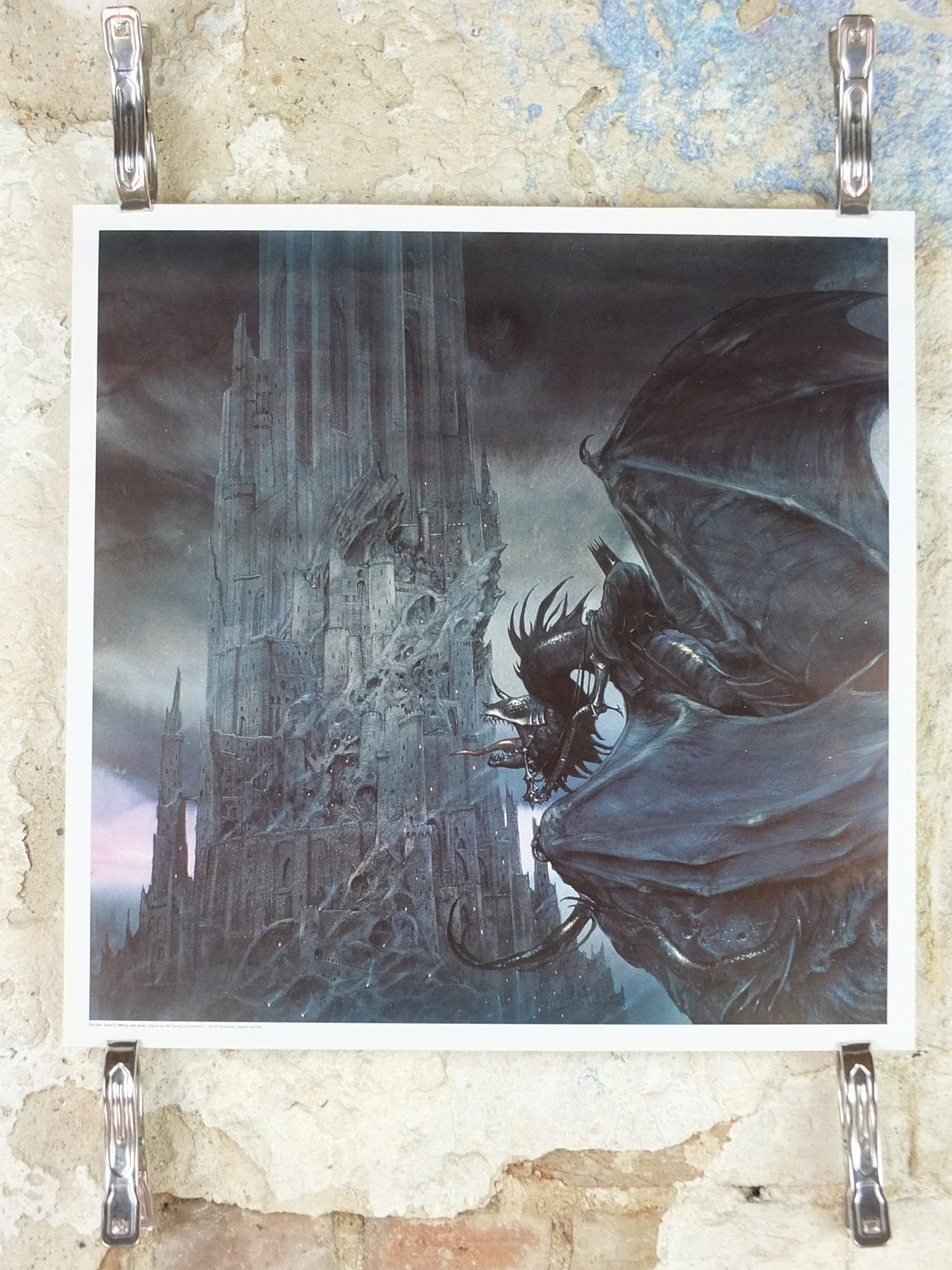 1996 The Dark Tower and Nazgul Poster, by John Howe, from 999 Games, Ringwraiths, Middle Earth, Lord of the Rings, print wall art decor