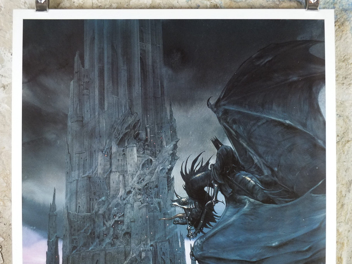 Signed John Howe Dark Tower and Nazgul Poster 1996, from 999 Games, Limited Edition 118/166, Lord of the Rings, print wall art decor