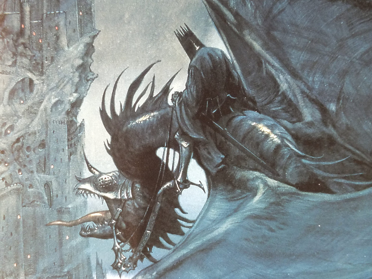 Signed John Howe Dark Tower and Nazgul Poster 1996, from 999 Games, Limited Edition 118/166, Lord of the Rings, print wall art decor