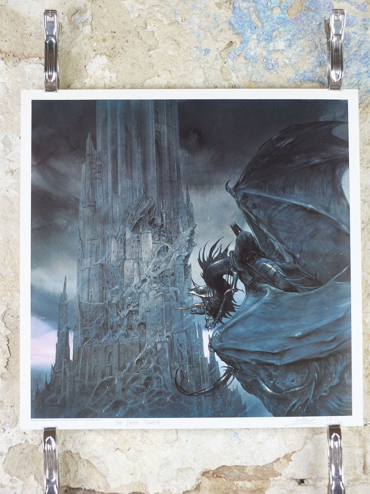 Signed John Howe Dark Tower and Nazgul Poster 1996, from 999 Games, Limited Edition 53/166, Lord of the Rings, print wall art decor