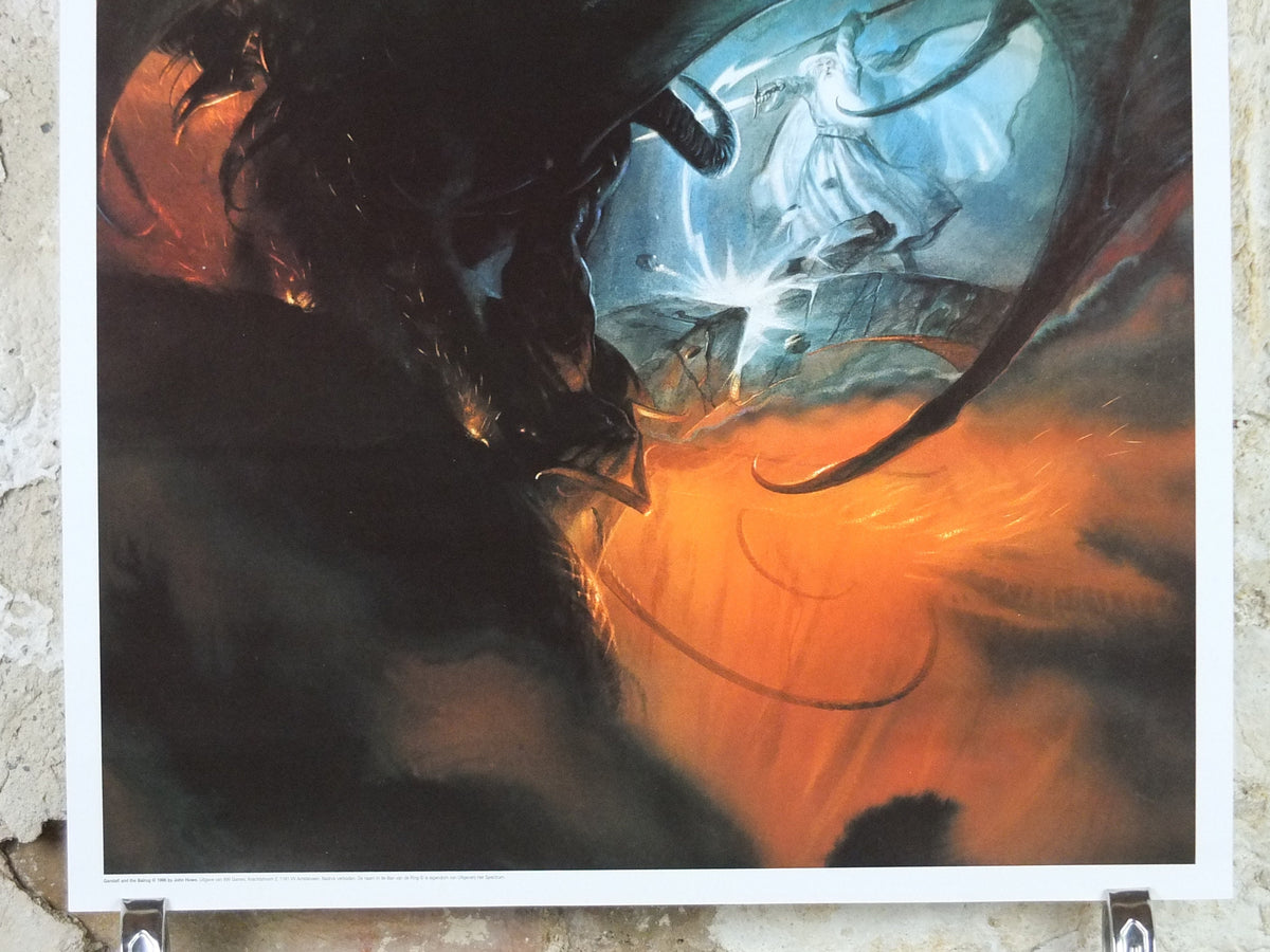 1996 The Balrog and Gandalf Poster, by John Howe, from 999 Games, You shall not pass, Durin's Bane, Lord of the Rings, print wall art decor