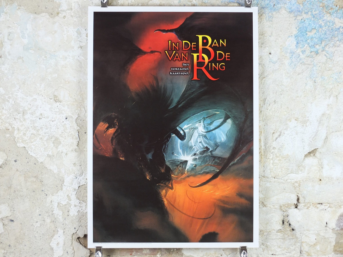 1996 The Balrog and Gandalf Poster, by John Howe, from 999 Games, You shall not pass, Durin's Bane, Lord of the Rings, print wall art decor