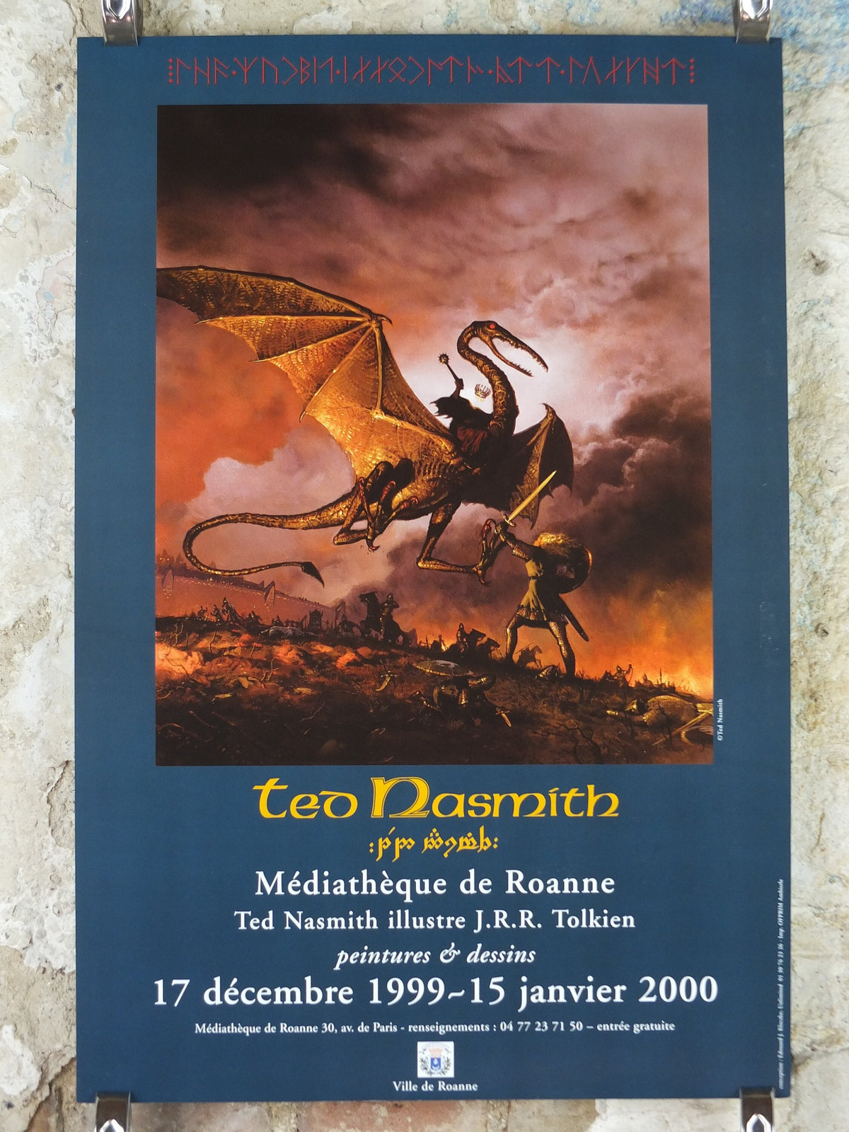 1999 Éowyn and the Lord of the Nazgul poster Poster, Ted Nasmith, Witchking of Angmar, Middle Earth, Lord of the Rings, print wall art decor
