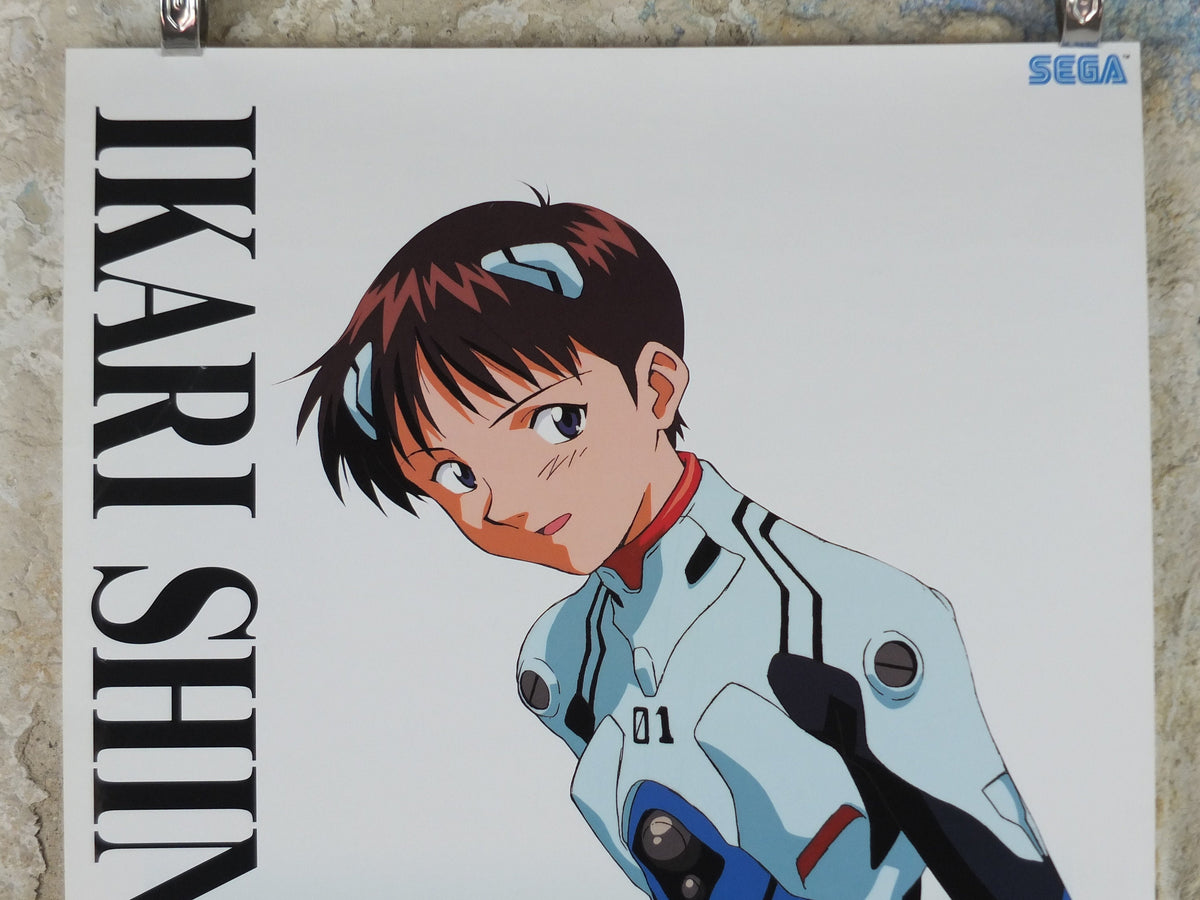 1995 Neon Genesis Evangelion Poster, Ikari Shenji, Eva from SEGA, by Katsuichi Nakayama, Japanese mecha anime TV series, wall art decor