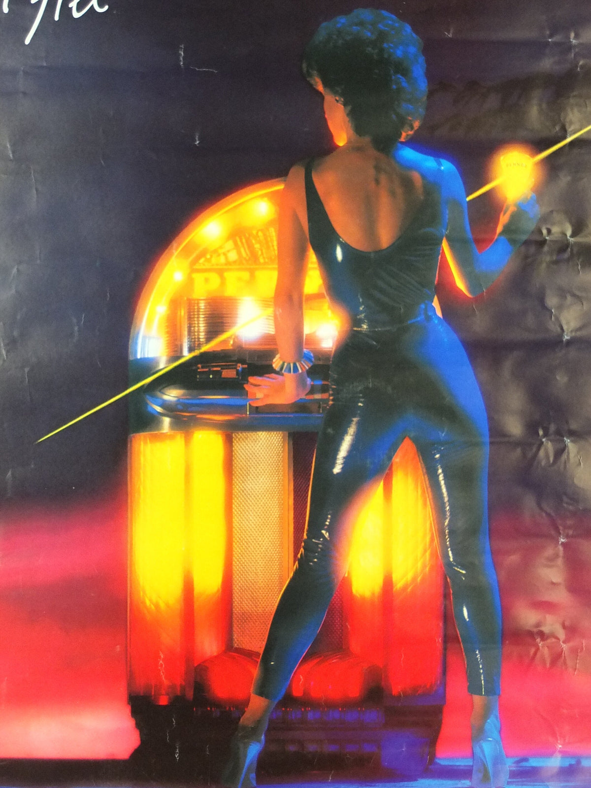 1980s Pernod Poster, Free the Spirit, Woman at Jukebox, apéritif pastis France, alcoholic drink, advertising print wall art decor