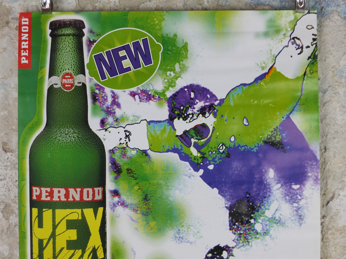 1990s Pernod Hex Poster, Alcopops, Snowboarder, Sublime refreshment, lime cola alcoholic drink, advertising print wall art decor
