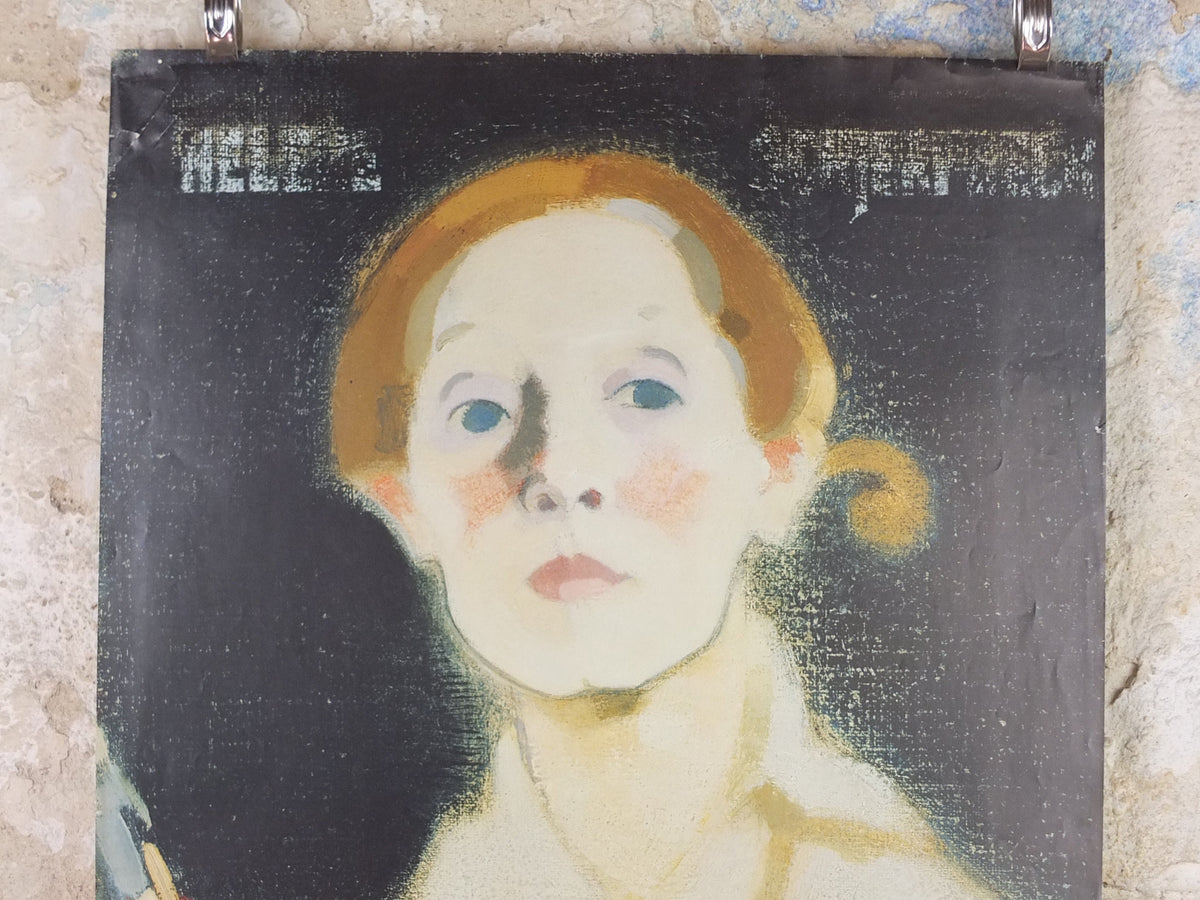 1996 Helene Schjerfbeck Poster, Self portrait on black background 1915, Finnish Realism Modernism, artist gallery exhibition, wall art decor